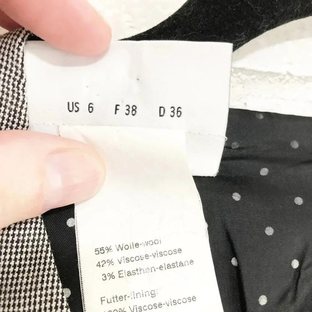 Akris Punto Gray Black White Glen Check Belted Professional Dress Women's Size 6 - Picture 10 of 10